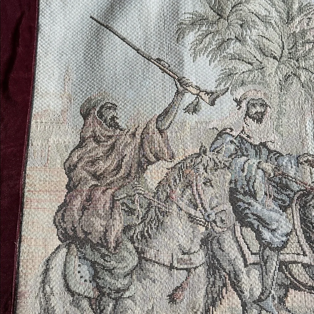 🇹🇷Turkish tapestry from the Grand Bazaar in Istanbul. Old Vintage. Velvet trim